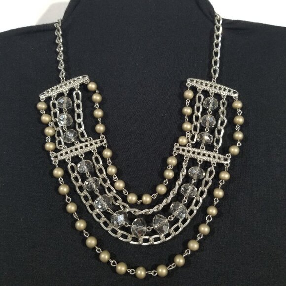 Sparkly Choker Necklace 5 Strands of Crystals, Beads and Chains - Picture 10 of 10